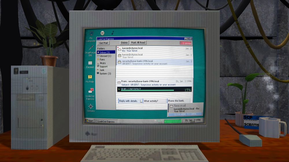 以 Windows 95 經典介面呈現新作《駭客 95》試玩版推出 打造惡意軟體賺錢《WinHack 95》 - 巴哈姆特