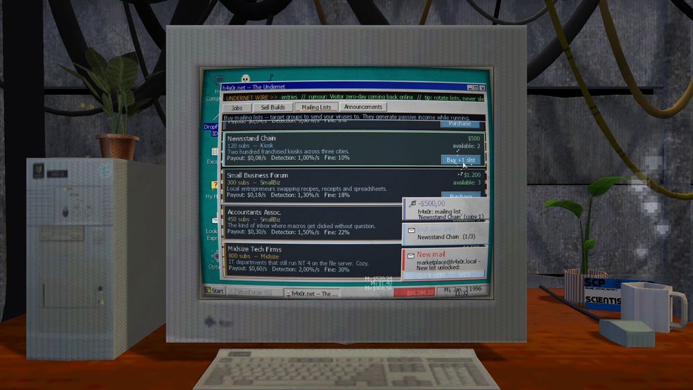 以 Windows 95 經典介面呈現新作《駭客 95》試玩版推出 打造惡意軟體賺錢《WinHack 95》 - 巴哈姆特