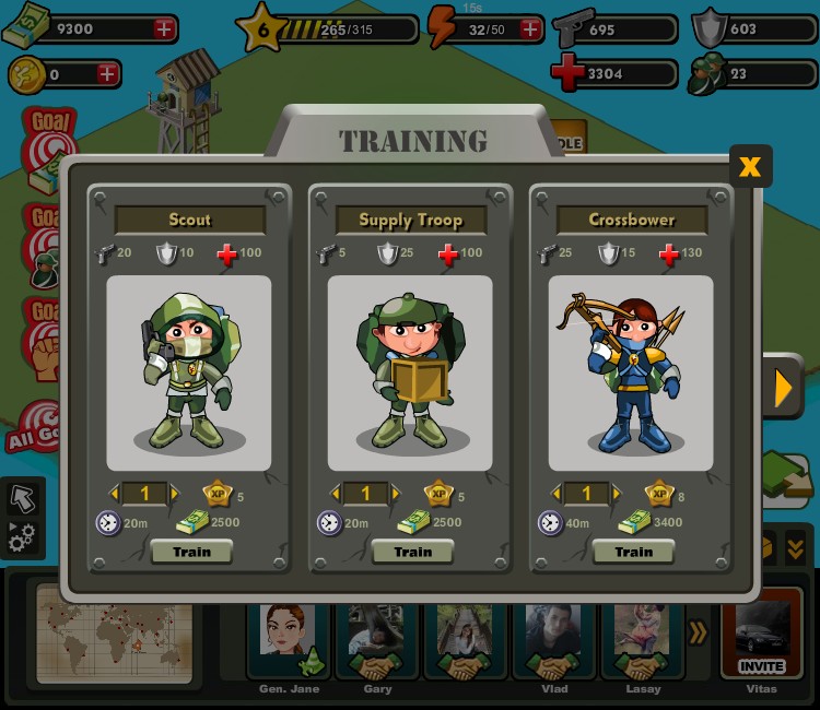 各種兵力生產時間、成本跟經驗也不同