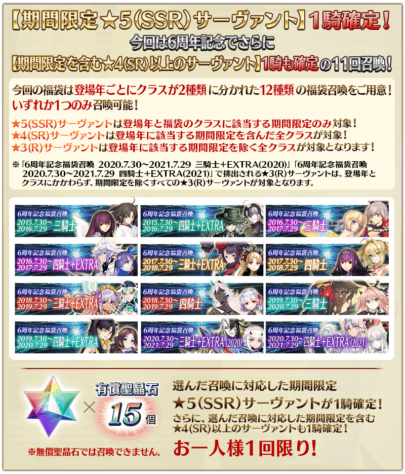 Fate Grand Order Japan Edition Commemoration Event For The 6th Anniversary Begins 5 Servants Optional Summoning Appears Again Fate Grand Order First Mission