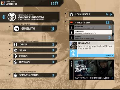 圖說:iPad 版的 Ghost Recon Network 功能一樣完整