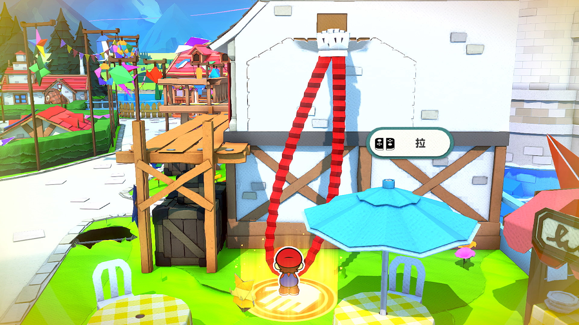 用神祇之手抓住覺得可疑的地方,傾斜控制器就能把牆壁拉來,找到新的立足點 image