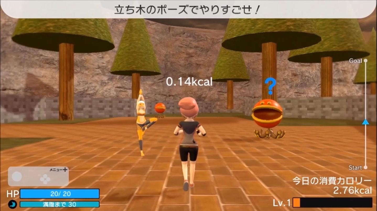 記住範例的節奏,按照範例進行攻擊的節奏遊戲要素(左圖)。也存在於正式版本中,以單腳站立的姿勢騙過敵人的要素(右圖) image