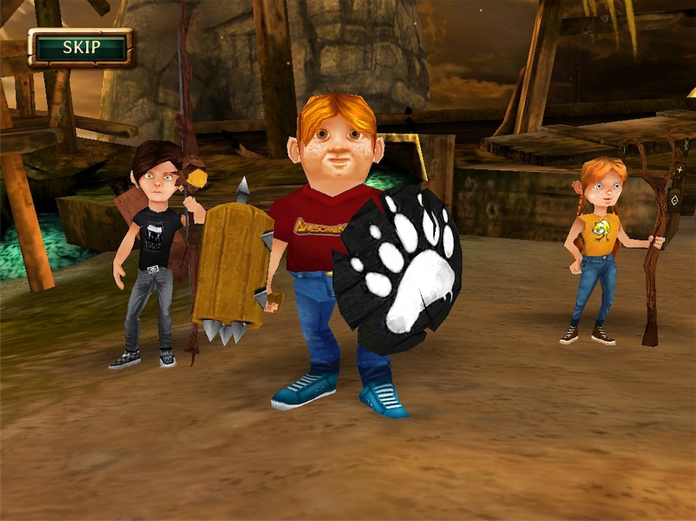 剛拿到武器的三個現代孩子