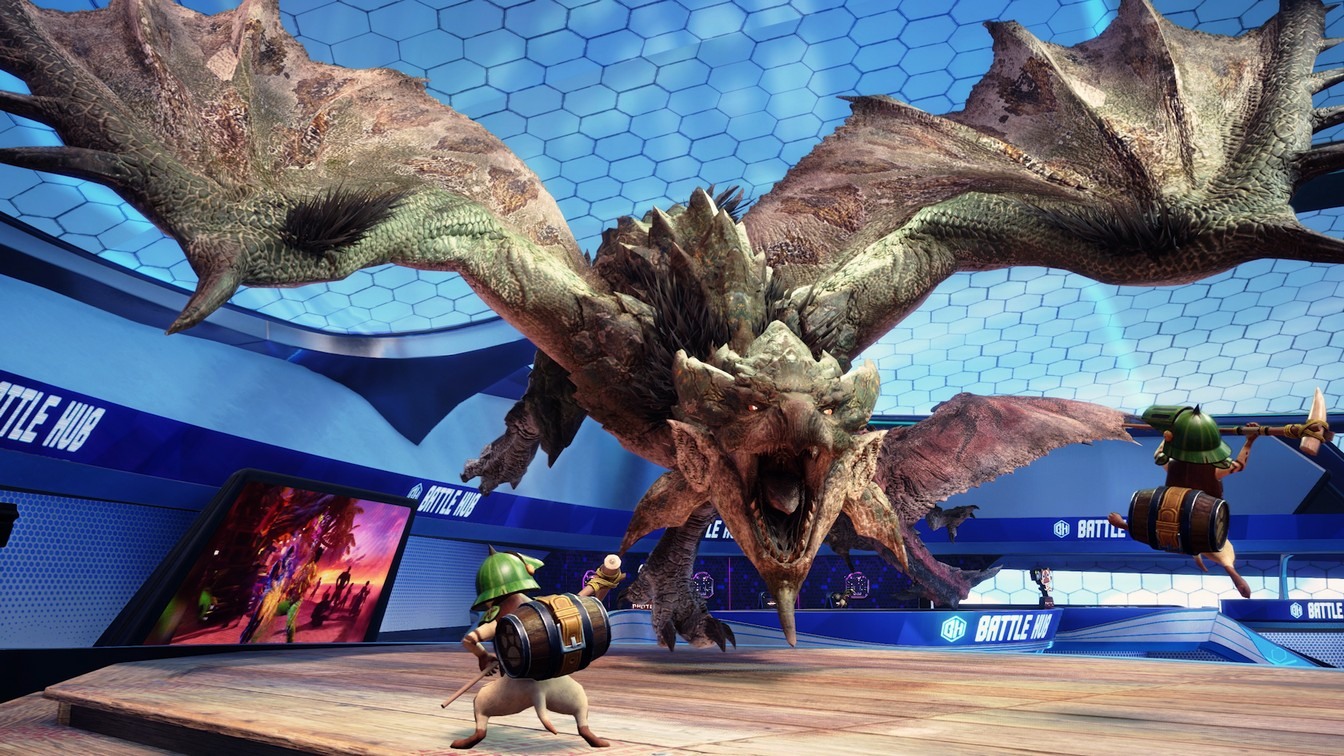 活動期間,對戰大堂更會換上《魔物獵人》專用的裝潢及 BGM 喔! image