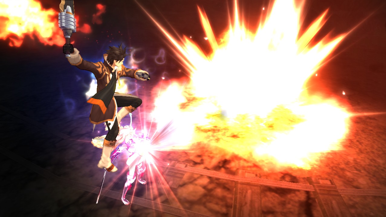 蜜拉「火焰球(ファイアボール)」+亞爾文「虎牙破斬」=共鳴術技「紅蓮劍」