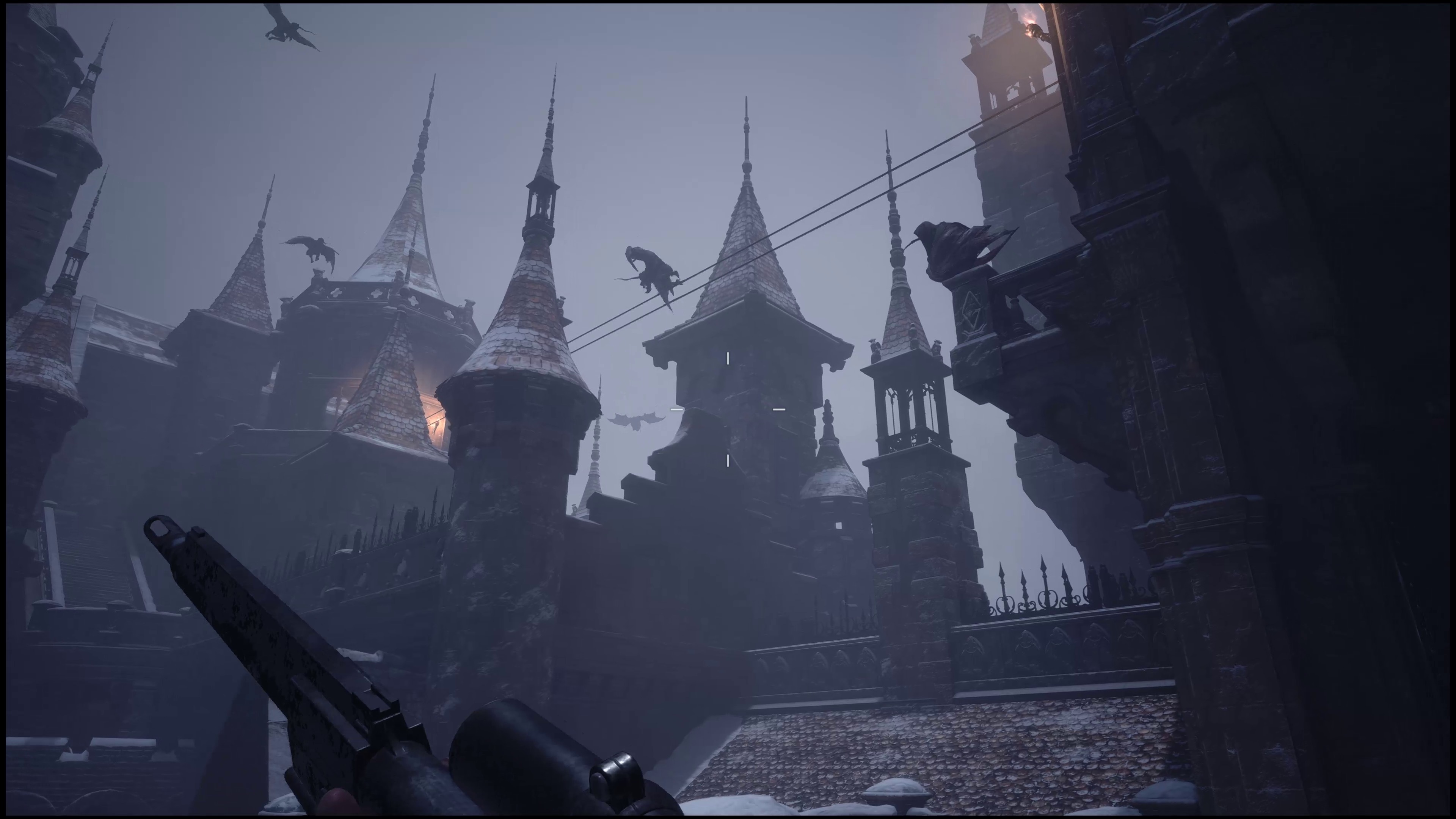 能看到屋頂上有疑似空中飛索的構造,在空中飛翔的不是鳥而是怪物 image