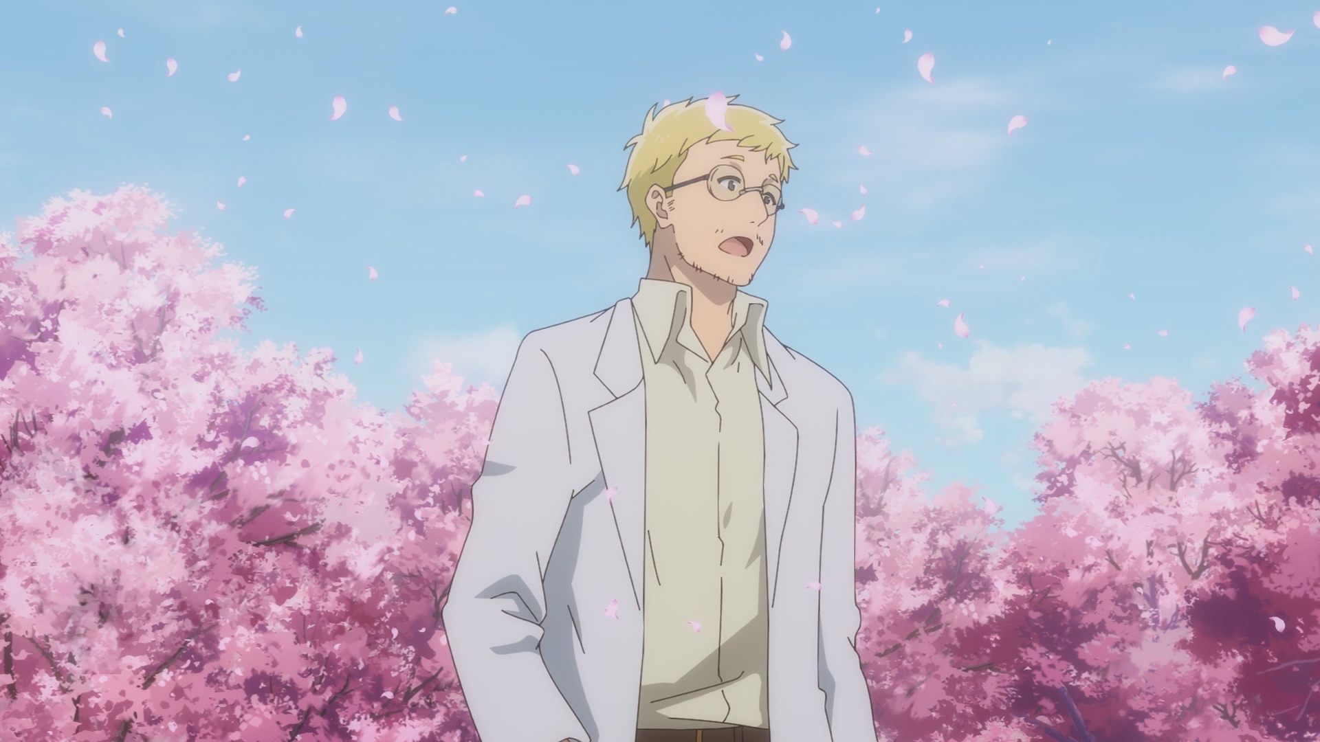 梅格用魔法呈現了櫻花的幻影,花瓣如雪一般落下。 image