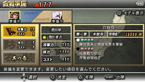 各自設定所裝備的武器防具