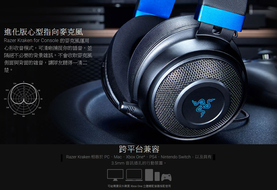 Razer Kraken For Console 北海巨妖遊戲主機用電競耳機麥克風 巴哈姆特