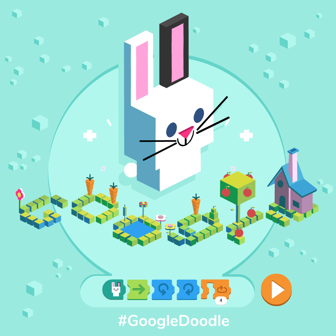 Google 首頁推出兔子跳跳小遊戲 紀念兒童程式語言問世 50 週年
