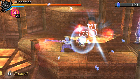 「劍技:鎌鼬」快速向前踏步揮出強烈的一刀。除了能攻擊遠方的敵人之外,還具備將敵人擊飛的效果。