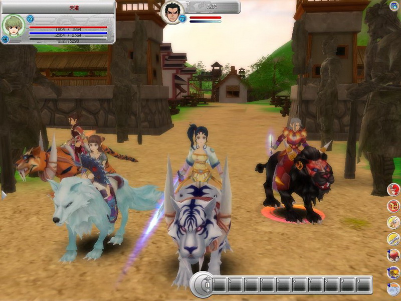 由左至右分別為:戰士、藥師、道士及遊俠