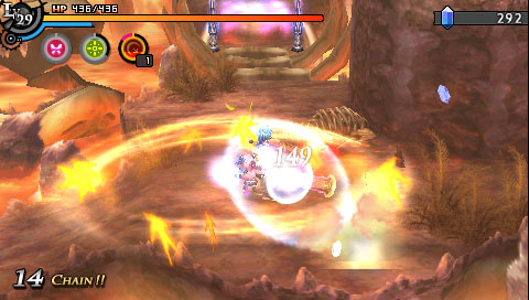 「秋魔法:楓葉旋風」產生慢慢增強的強烈旋風。