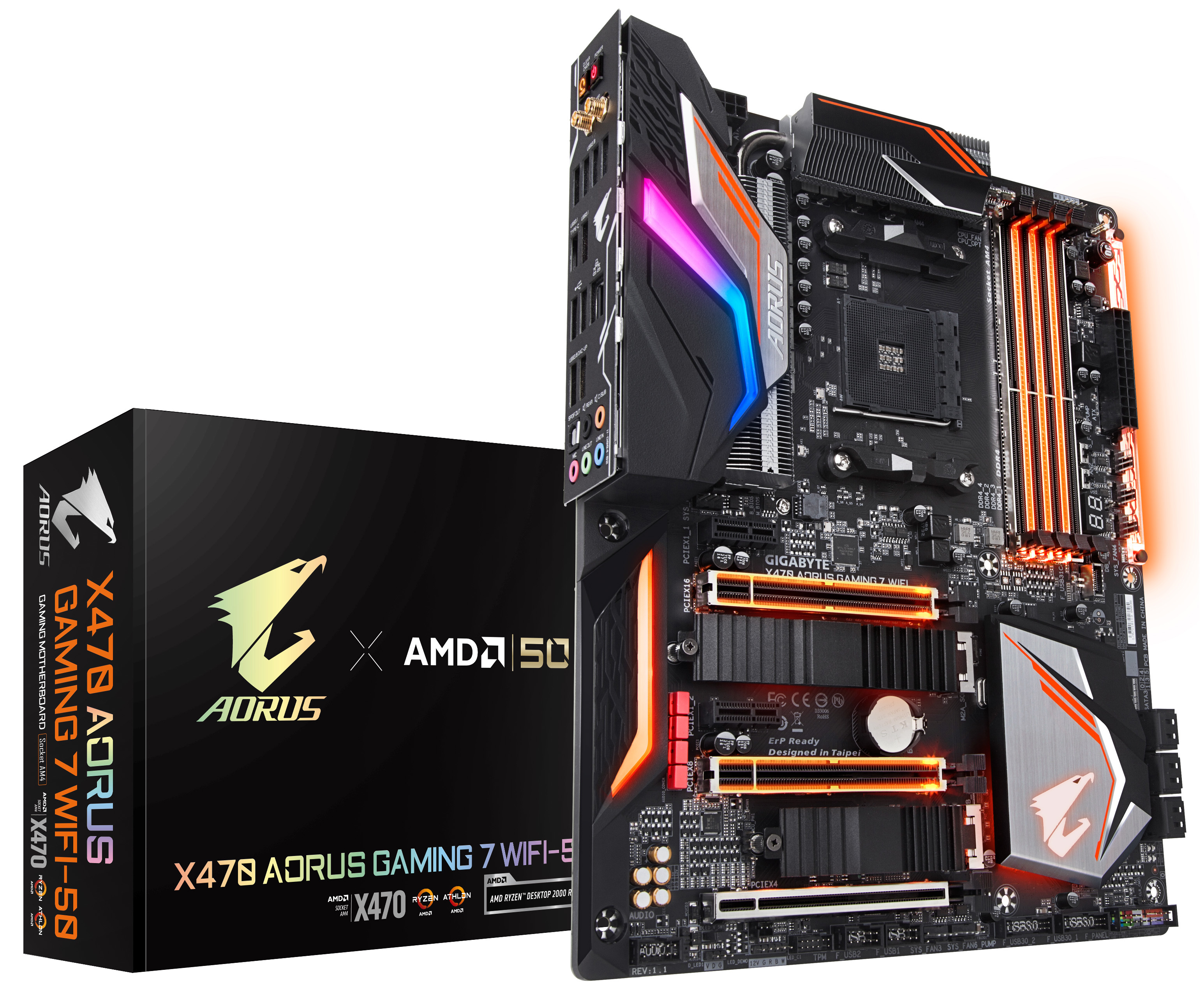 技嘉慶祝AMD 創立50 週年推出X470 AORUS GAMING 7 WIFI-50 主機板- 巴