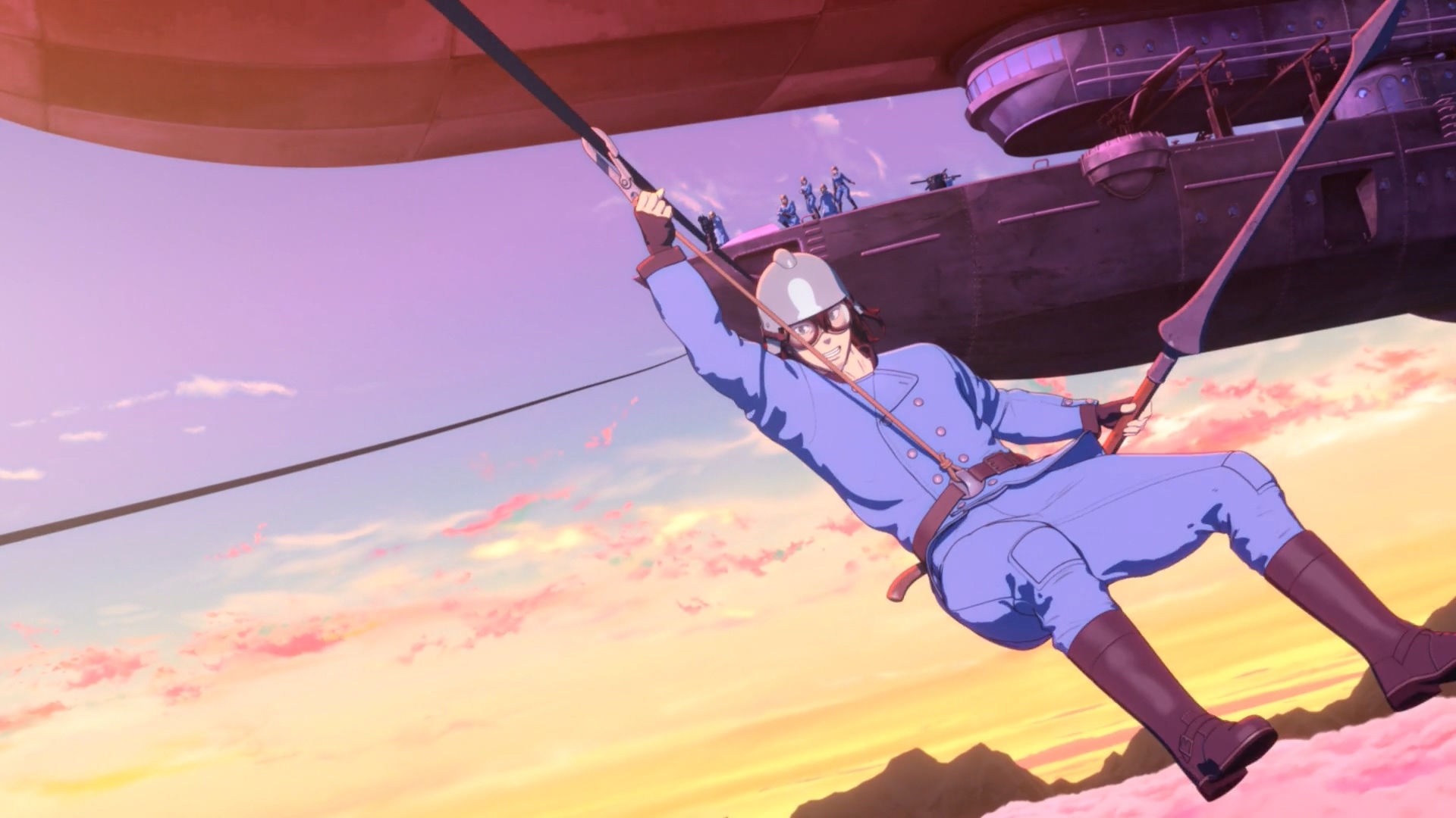 對肉質堅持、不喜歡用火裂矢(使用火藥的捕龍槍)的米卡(CV:前野智昭),直接用飛索滑降到龍身上 image