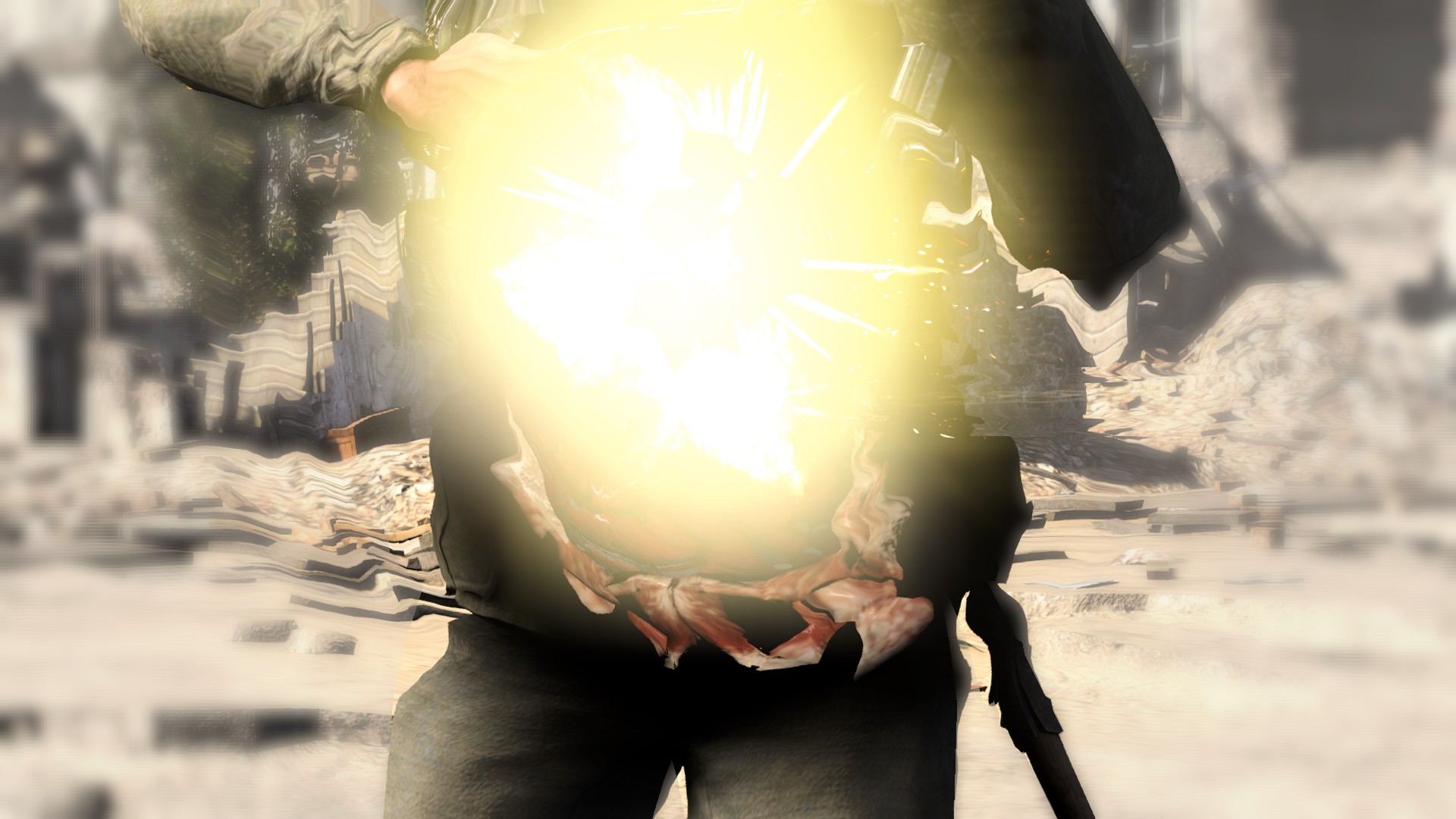 擊中手榴彈的一瞬間!打了一堆的空包彈也值得了…