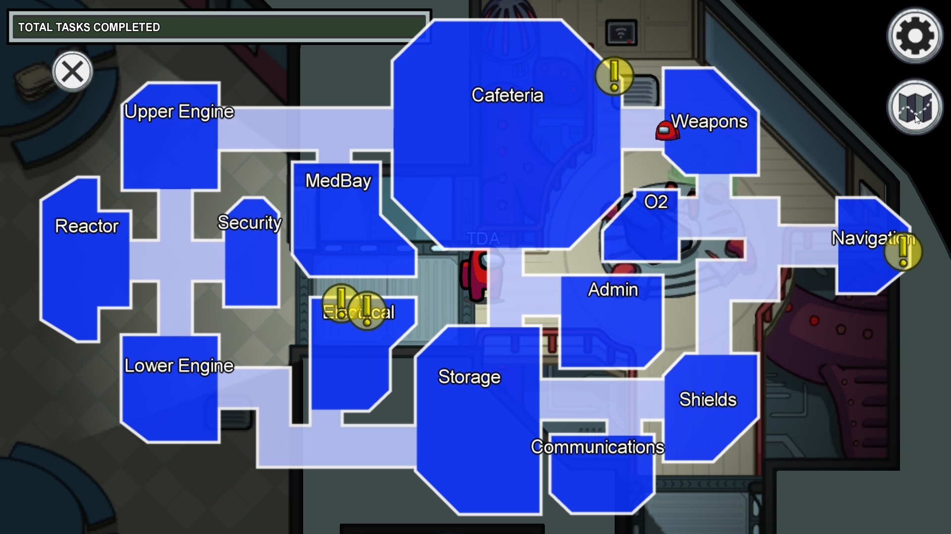 可透過點擊畫面右上方的地圖圖示(使用鍵盤操作也可使用 tab 鍵)觀看地圖。地圖上顯示出黄色!標示的地方就是任務所在位置 image