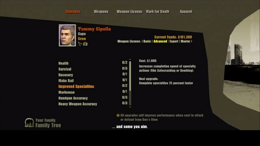 從閣下觀點中管理手下,提升技能、購置武器及打扮外觀