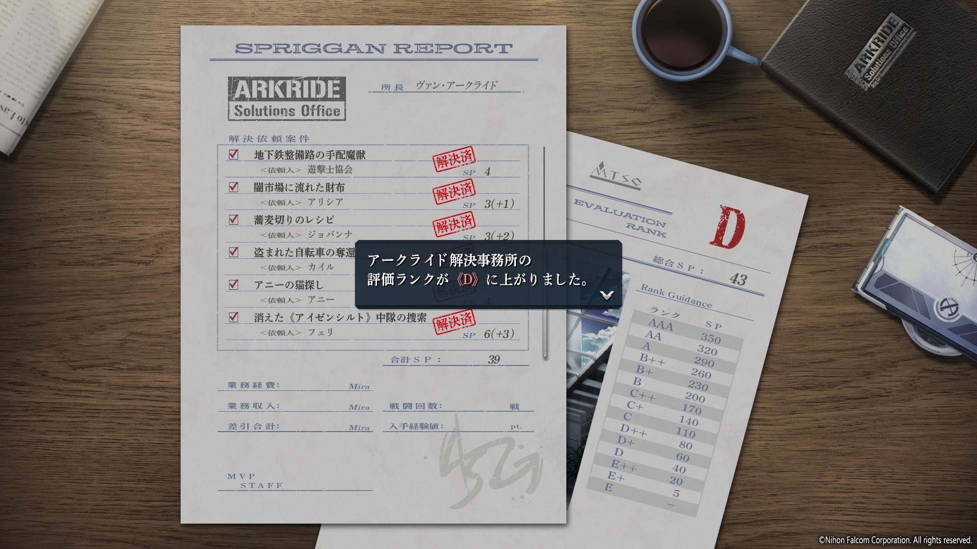 雖然解決事務所一開始只有梵一個人,但會隨著故事推進加入更多全新伙伴。因為執行委託提昇評價等級就可以獲得報酬,所以要積極承接各種委託 image