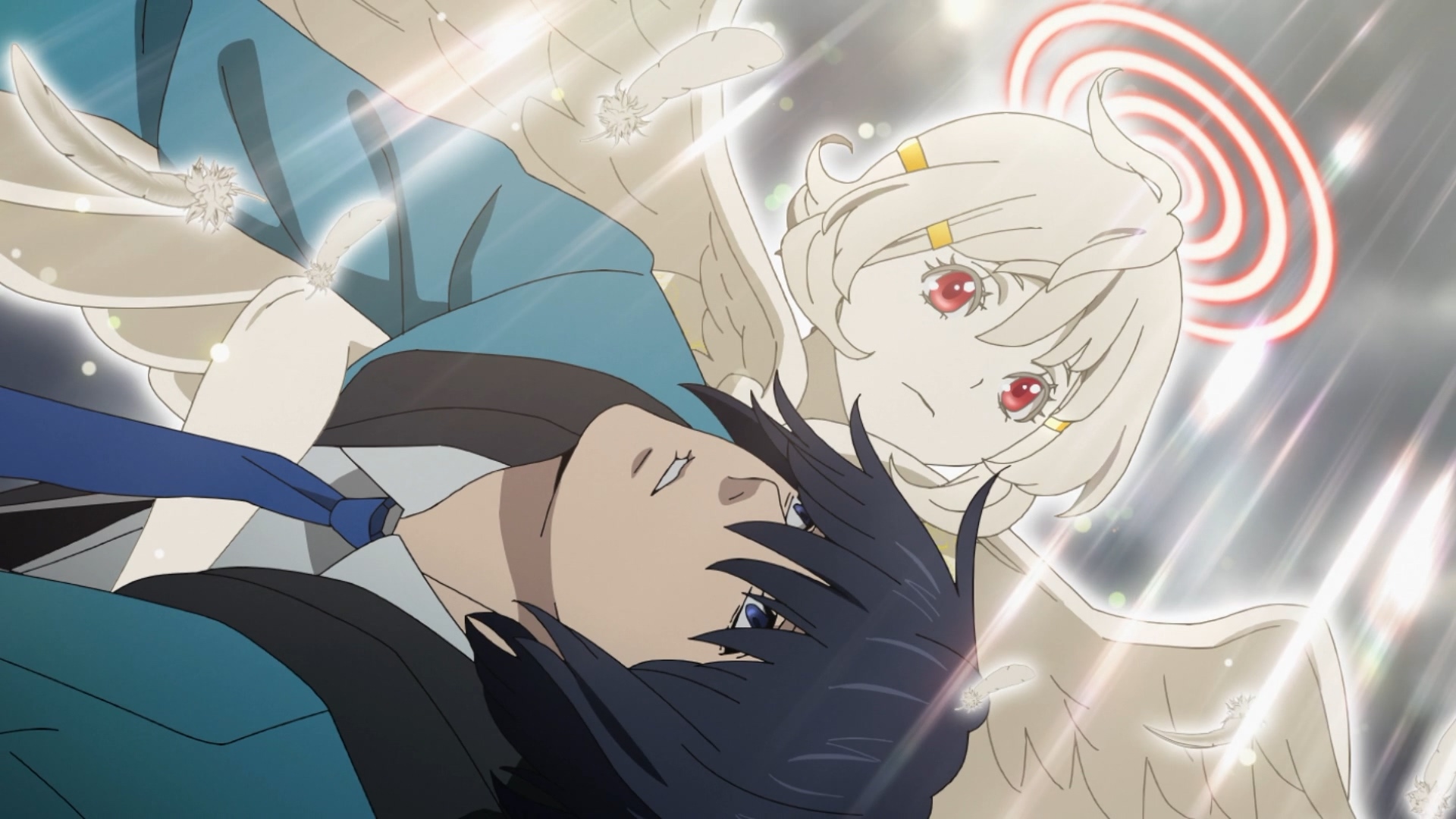 正要自殺的架橋明日(CV:入野自由),被娜賽(CV:小倉唯)給救了下來 image