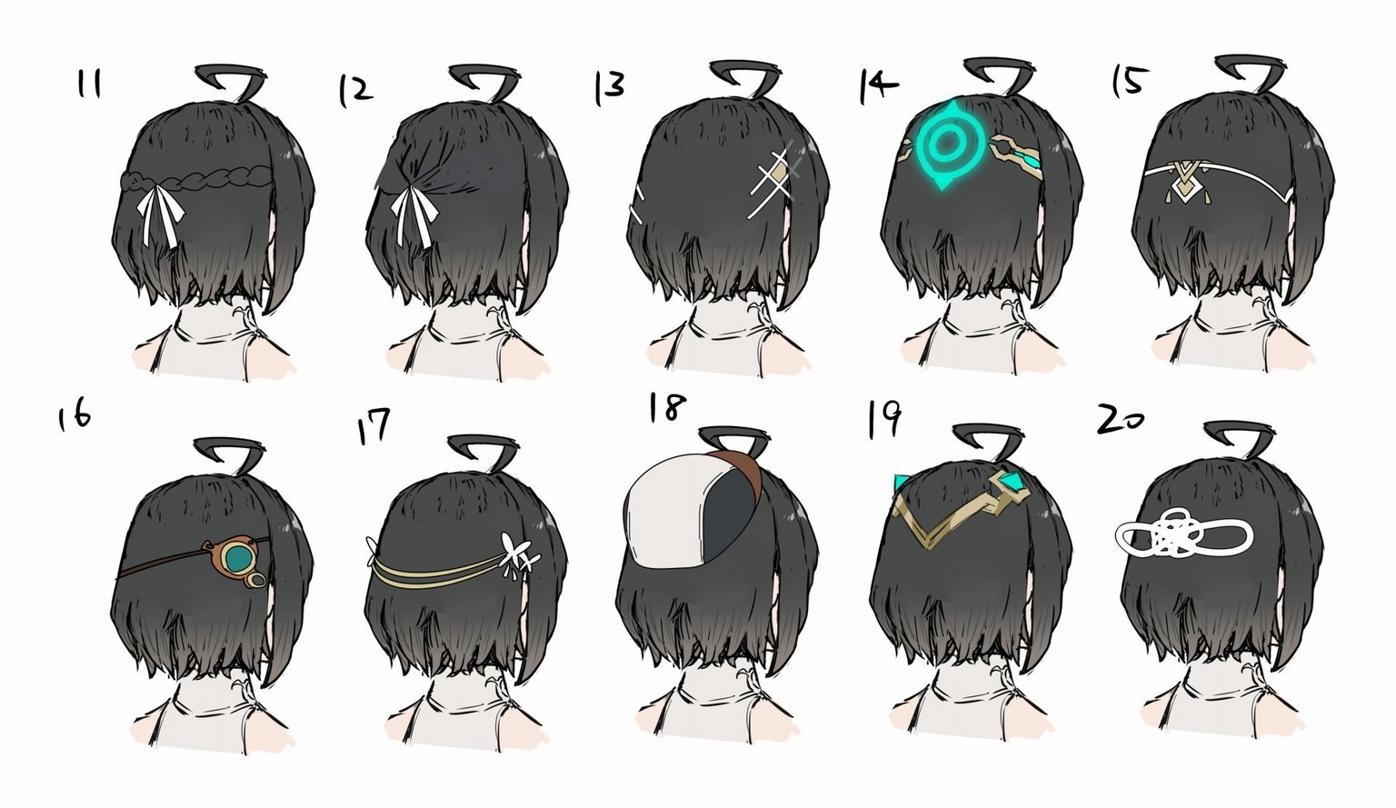 髮飾的種類。正因為是從角色後方往前看的遊戲,所以更需要講究此處的細節 image