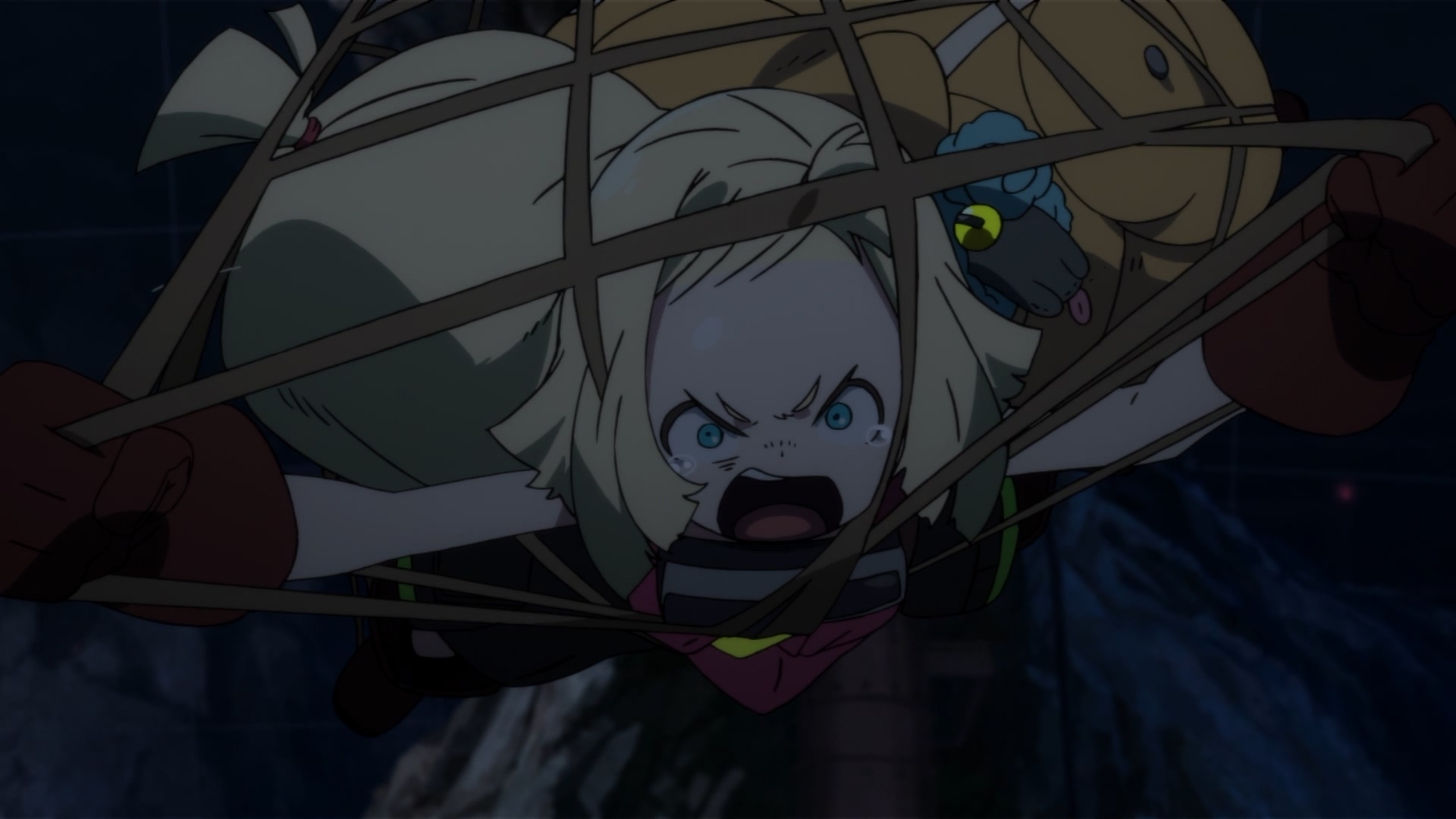 梅梅普(CV:天希花音)與剛剛爸(CV:東地宏樹)兩人在爭執追逐中互相中了對方的陷阱,畫面看起來相當搞笑 image