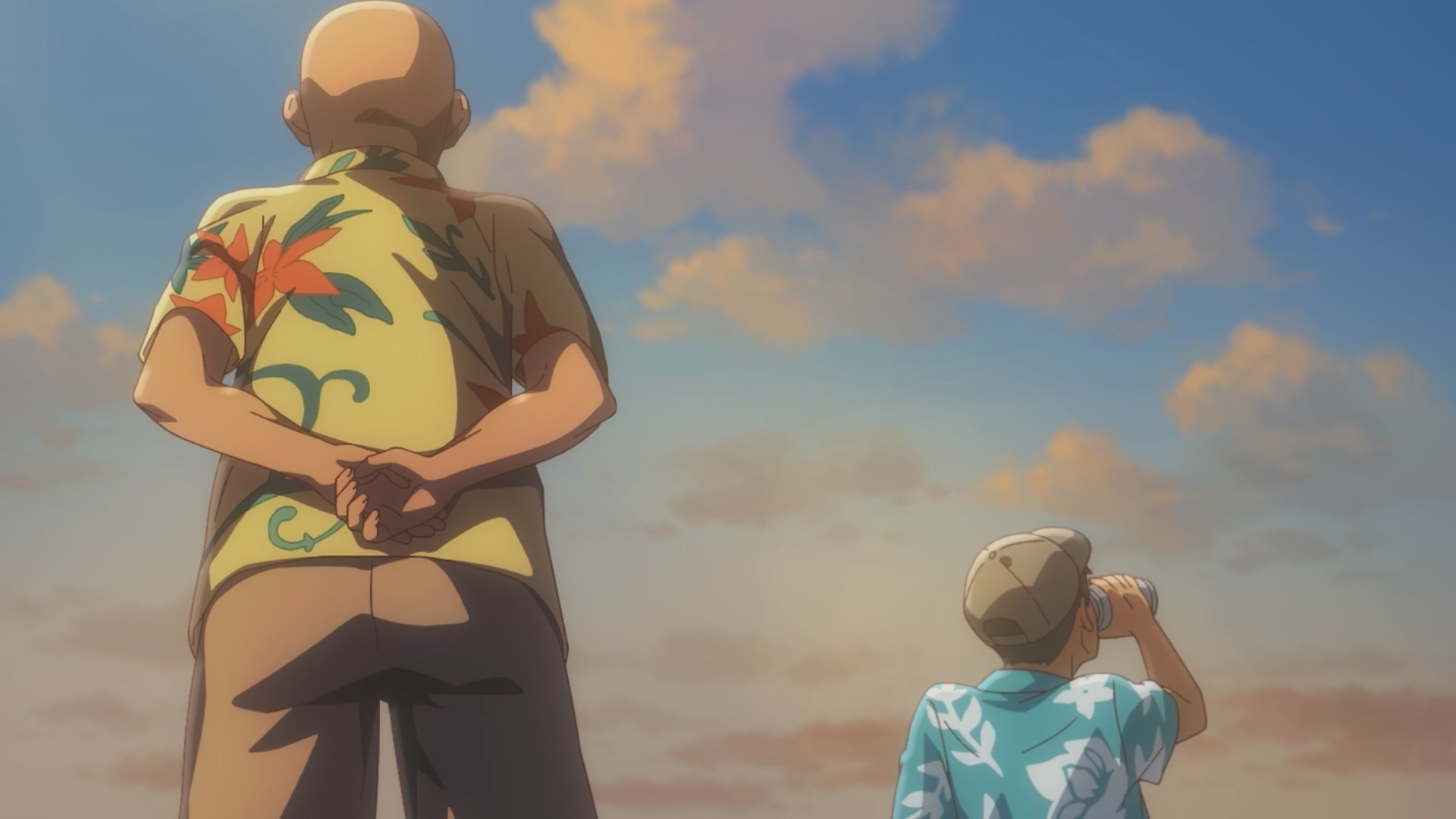 夕陽照耀的海邊、人們的穿著打扮,營造出了沖繩當地的氣氛。 image