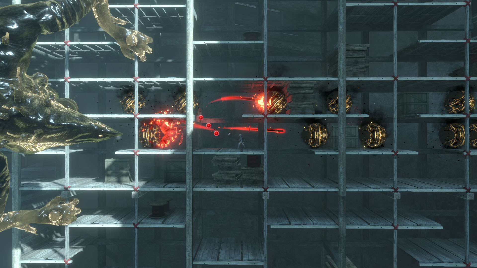 崖之村的頭目戰,本作的一大特徵是視點有時候會切換成橫向或俯視,玩起來有不同的感覺 image