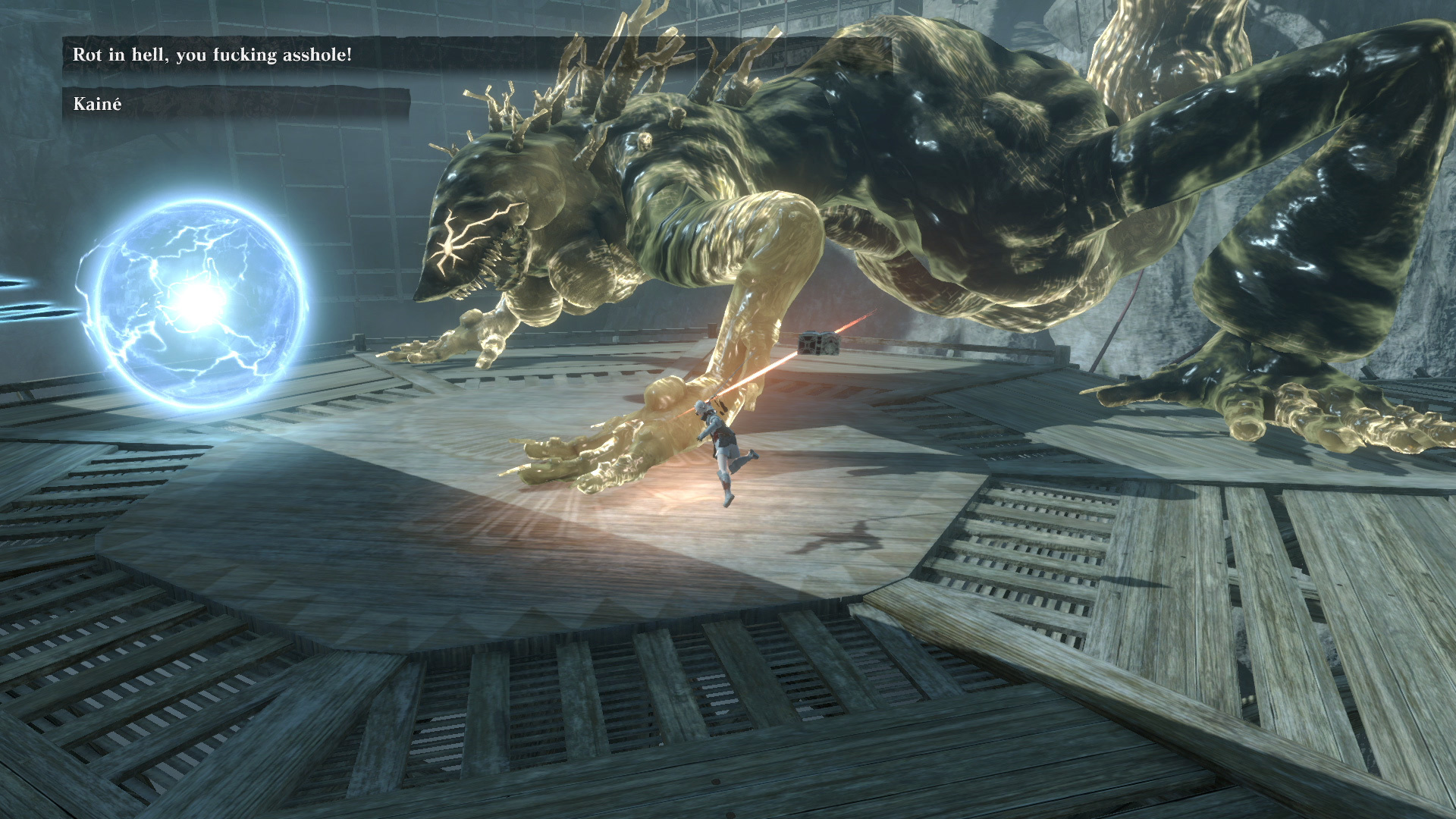 崖之村的頭目戰,本作的一大特徵是視點有時候會切換成橫向或俯視,玩起來有不同的感覺 image