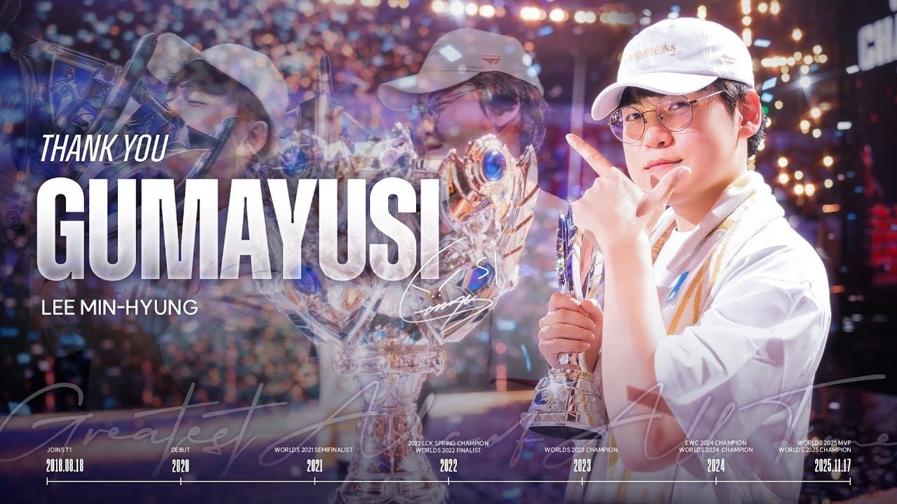 《英雄联盟》2025 世界冠军 T1 宣布 FMVP AD 选手“Gumayusi”离开 T1 迎接全新挑战