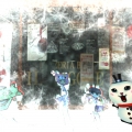 站在咖啡廳前的紙片人 被可愛雪球凍住了