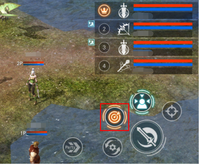 组队攻击按钮,队员视角